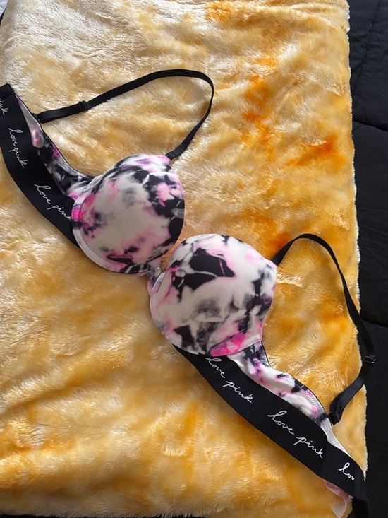 PINK Victoria's Secret Other - PINK Victoria's Secret Black, White & Pink Tie-Dye Push-Up Bra